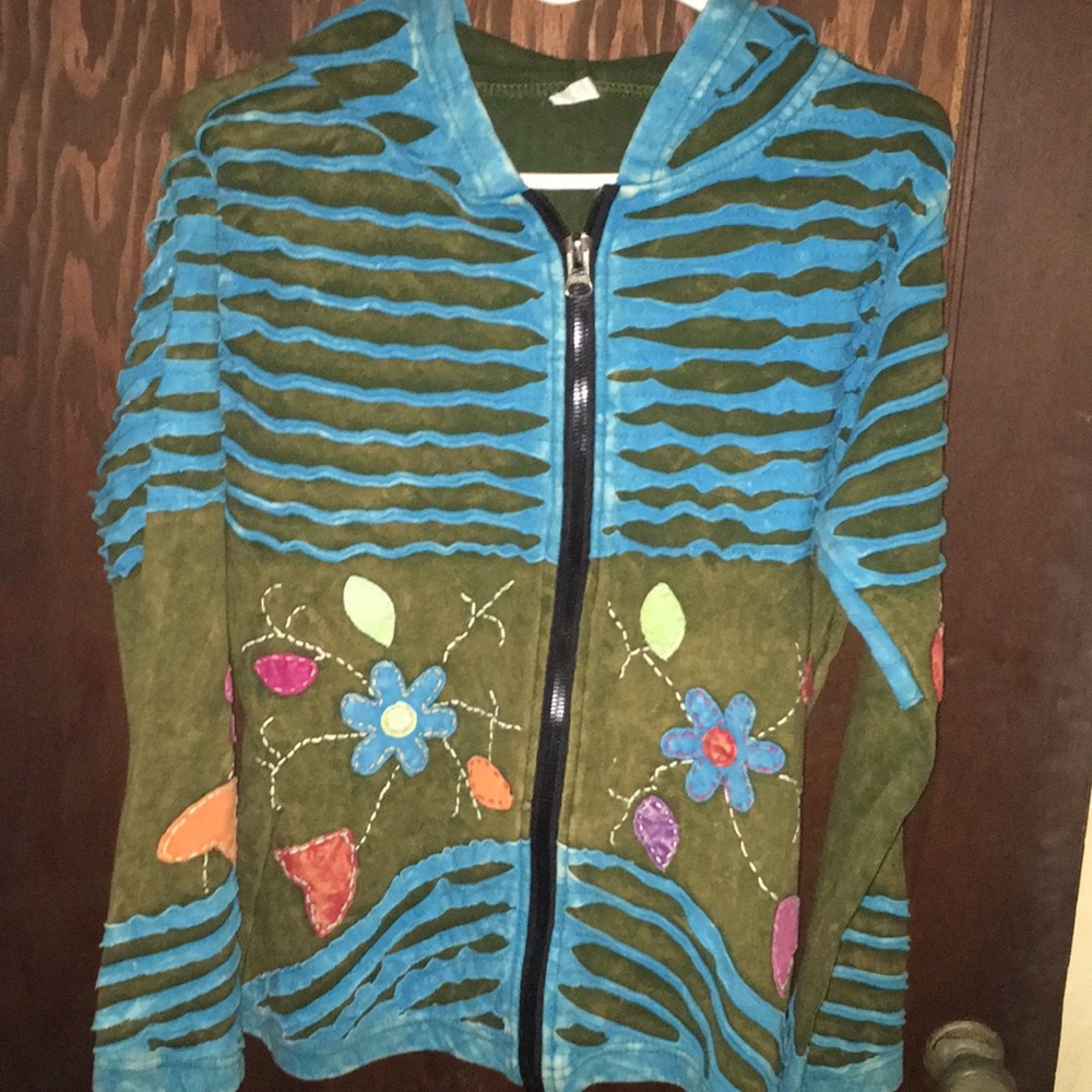 Boho flower jacket with elvish hood🧝🏼‍♀️